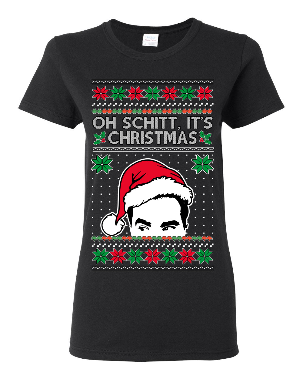 Oh Schitt It's Christmas Funny David TV Show Sitcom Ugly Christmas Sweater Ugly Christmas Womens Graphic T-Shirt