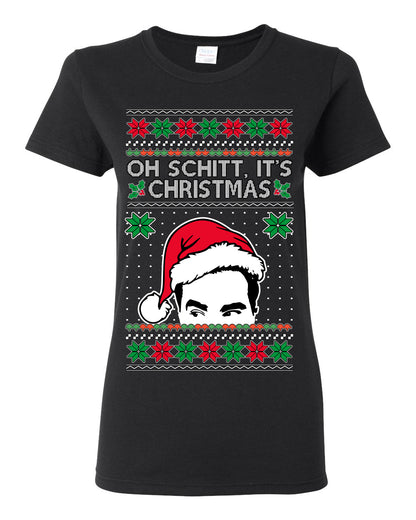 Oh Schitt It's Christmas Funny David TV Show Sitcom Ugly Christmas Sweater Ugly Christmas Womens Graphic T-Shirt