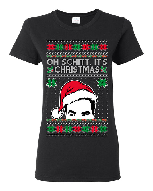 Oh Schitt It's Christmas Funny David TV Show Sitcom Ugly Christmas Sweater Ugly Christmas Womens Graphic T-Shirt