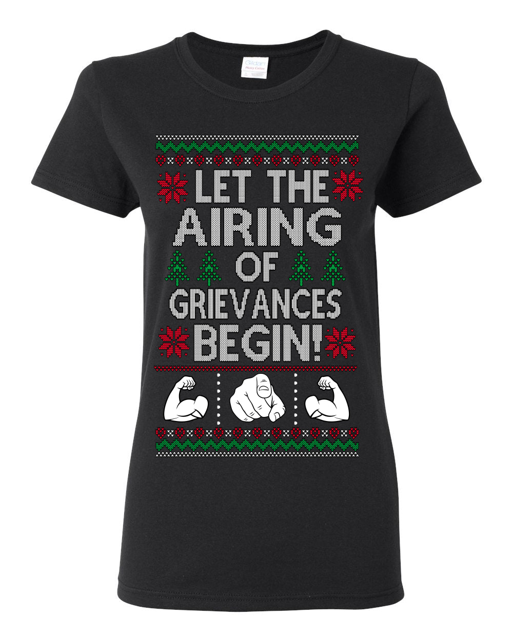 Let the Airing of Grievances Begin Funny TV Sitcom Festivus for the Rest of Us, Feats of Strength Iconic TV Quote Ugly Christmas Womens Graphic T-Shirt