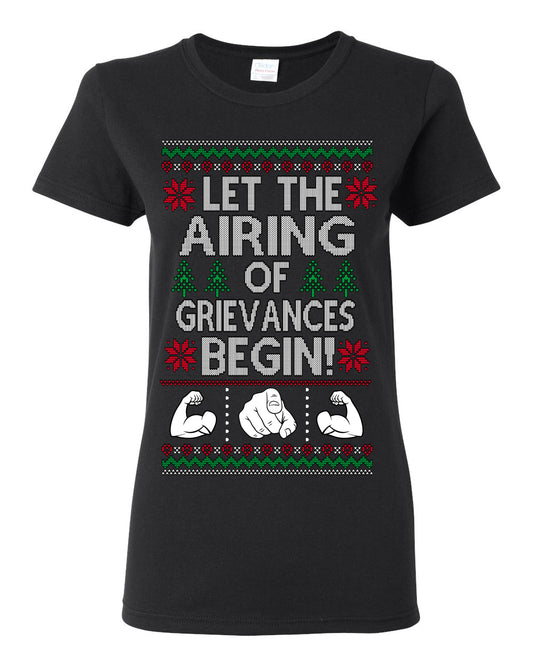 Let the Airing of Grievances Begin Funny TV Sitcom Festivus for the Rest of Us, Feats of Strength Iconic TV Quote Ugly Christmas Womens Graphic T-Shirt