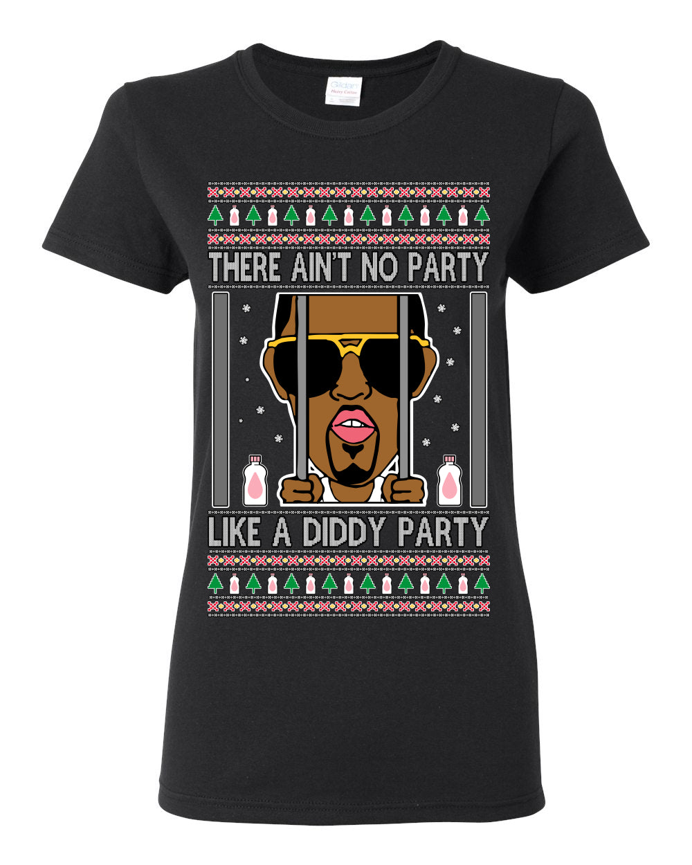 There Ain't No Party Like a Diddy Party, Viral Meme Trendy Baby Oil Crazy Parties Funny Classic Ugly Christmas Sweater Ugly Christmas Womens Graphic T-Shirt
