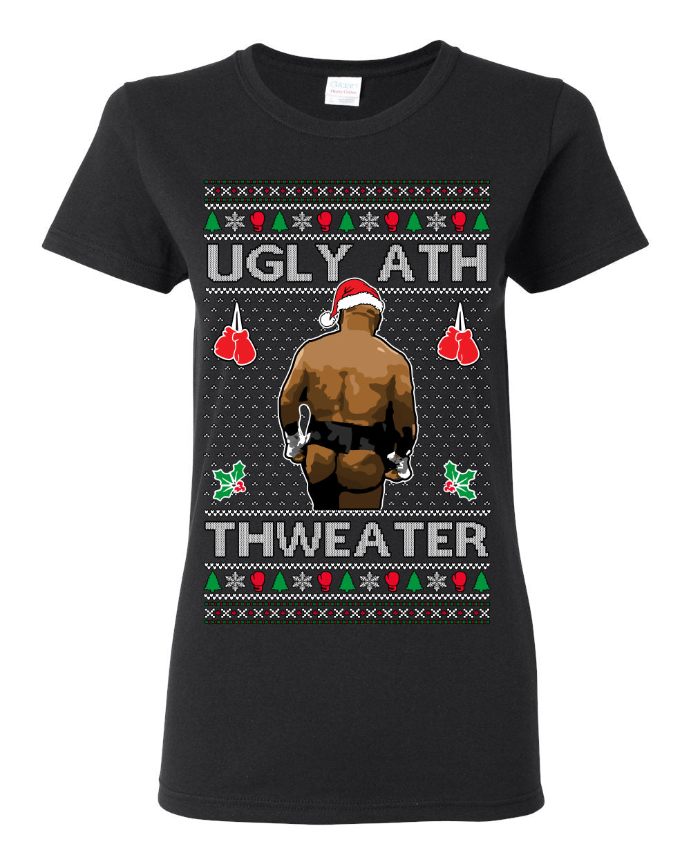 Ugly Ath Sweater Merry Chrithmith, Mike Tyson Butt Viral Ugly Ass Boxing Fight Meme Men Women Funny Ugly Christmas Sweater Ugly Christmas Womens Graphic T-Shirt