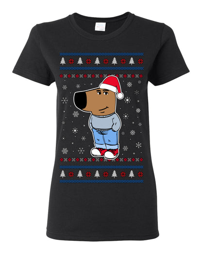 I'm Just a Chill Guy My New Character, Santa Dog Viral Meme Coin CHILLGUY Funny Internet Memes, Ugly Christmas Sweater Ugly Christmas Womens Graphic T-Shirt