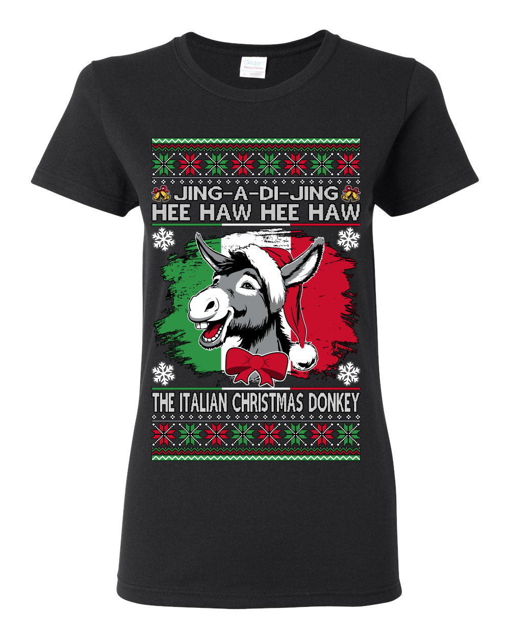 Jing a Di Jing Dominick the Italian Christmas Donkey, Classic New York Brooklyn Xmas Song Lyrics, Ugly Christmas Sweater Ugly Christmas Womens Graphic T-Shirt