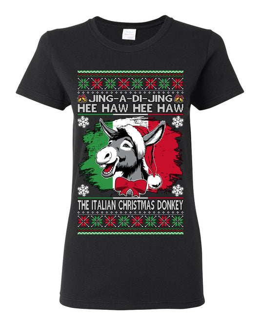 Jing a Di Jing Dominick the Italian Christmas Donkey, Classic New York Brooklyn Xmas Song Lyrics, Ugly Christmas Sweater Ugly Christmas Womens Graphic T-Shirt