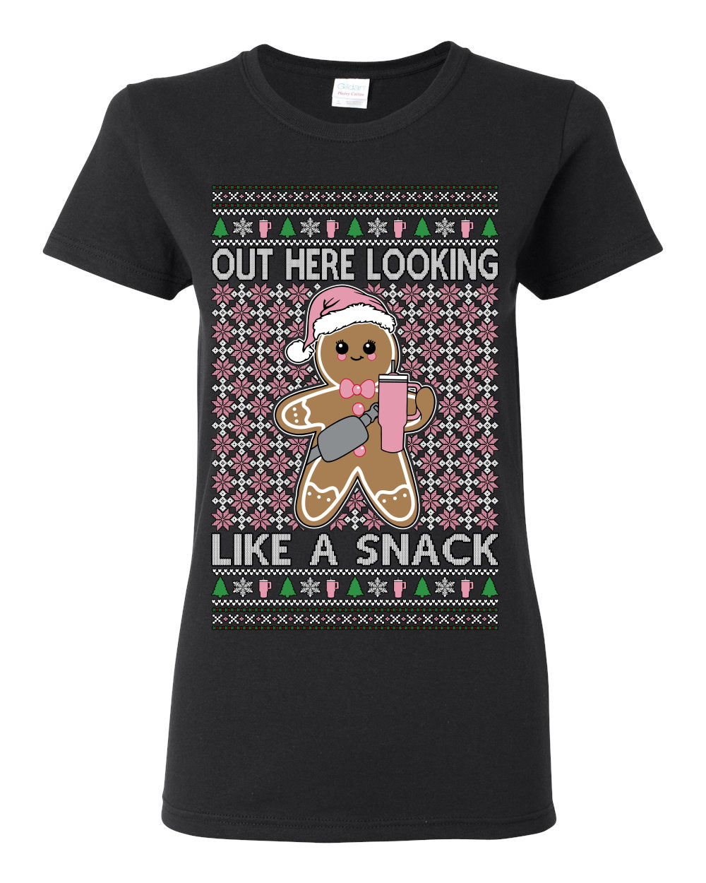 Out Here Looking Like a Snack Cute Xmas Cookie Ugly Christmas Sweater Ugly Christmas Womens Graphic T-Shirt