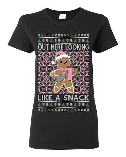 Out Here Looking Like a Snack Cute Xmas Cookie Ugly Christmas Sweater Ugly Christmas Womens Graphic T-Shirt