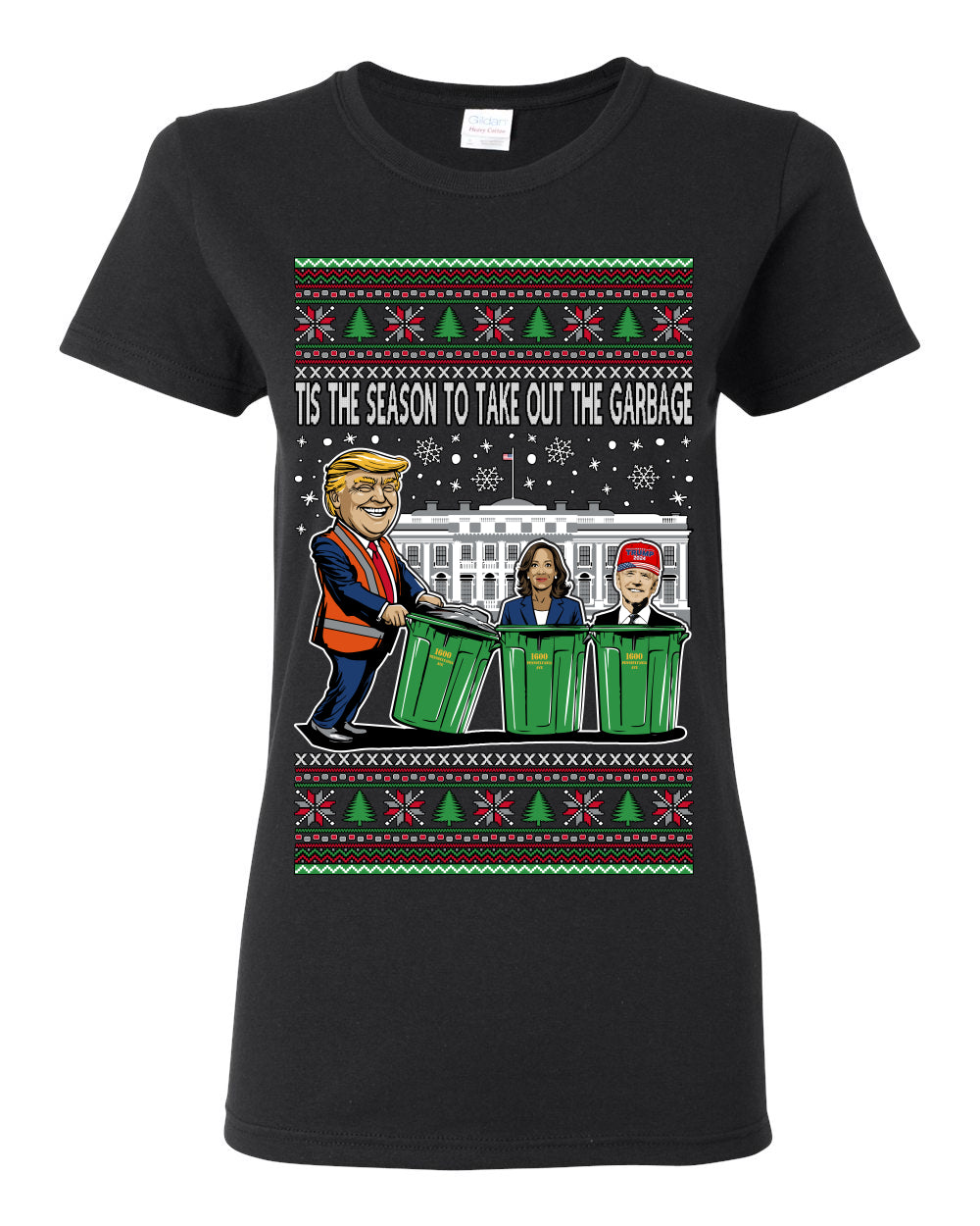 Tis the Season to Take Out the Garbage President Trump, 47th USA President of the United States, Gift for Republicans Conservatives Ugly Christmas Sweater Ugly Christmas Womens Graphic T-Shirt