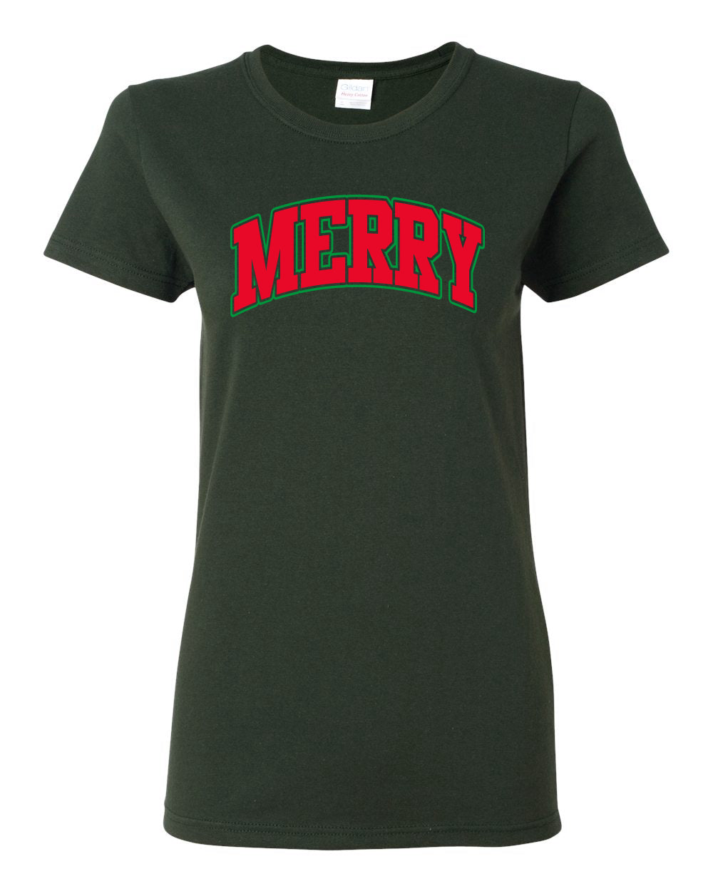 Merry | Cute Winter Holiday College Style Ugly Christmas Womens Graphic T-Shirt