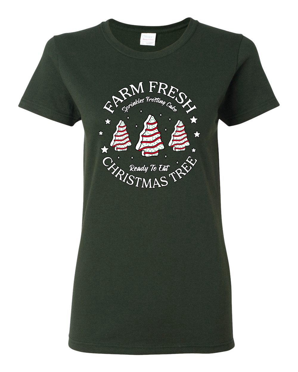 Farm Fresh Christmas Tree, Sprinkle Frosted Cake, Ready to Eat | Classic Winter Holiday Dessert  Ugly Christmas Womens Graphic T-Shirt