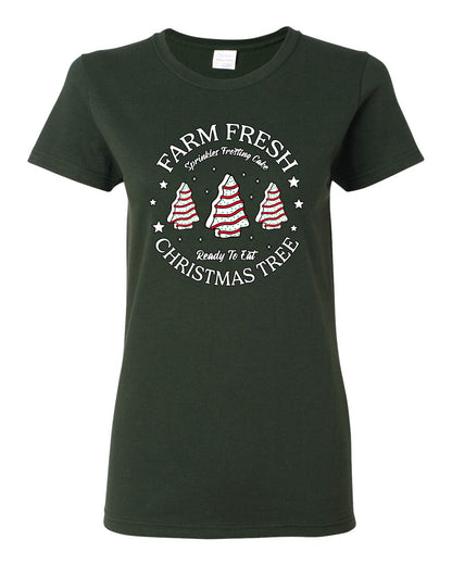 Farm Fresh Christmas Tree, Sprinkle Frosted Cake, Ready to Eat | Classic Winter Holiday Dessert  Ugly Christmas Womens Graphic T-Shirt
