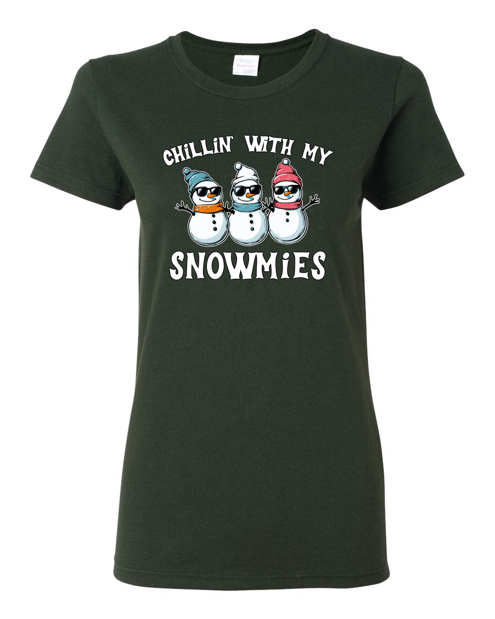 Chillin With My Snowmies, Funny Cute Snow Man Winter Holiday Snowman Homies  Ugly Christmas Womens Graphic T-Shirt