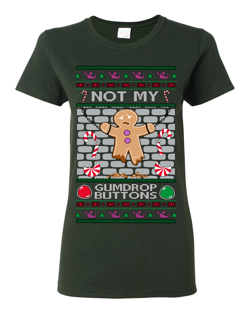 Not My Gumdrop Buttons, Funny Classic 2000s Kid Teen Movie Quote, Ugly Christmas Sweater Ugly Christmas Womens Graphic T-Shirt