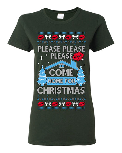 Please Please Please Come Home for Xmas, Sabrina Fan Viral Pop Song Concert Tour Merch, Ugly Christmas Sweater Ugly Christmas Womens Graphic T-Shirt