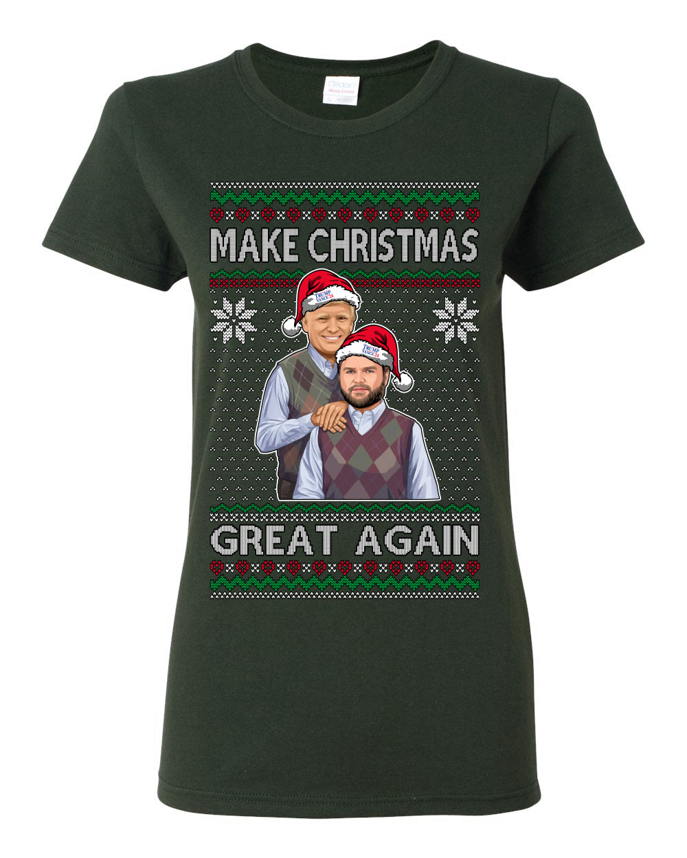 Make Christmas Great Again, MAGA Donald Trump JD Vance 2024, 2000s Comedy Movie Parody, Ugly Christmas Sweater Ugly Christmas Womens Graphic T-Shirt