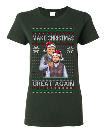Make Christmas Great Again, MAGA Donald Trump JD Vance 2024, 2000s Comedy Movie Parody, Ugly Christmas Sweater Ugly Christmas Womens Graphic T-Shirt