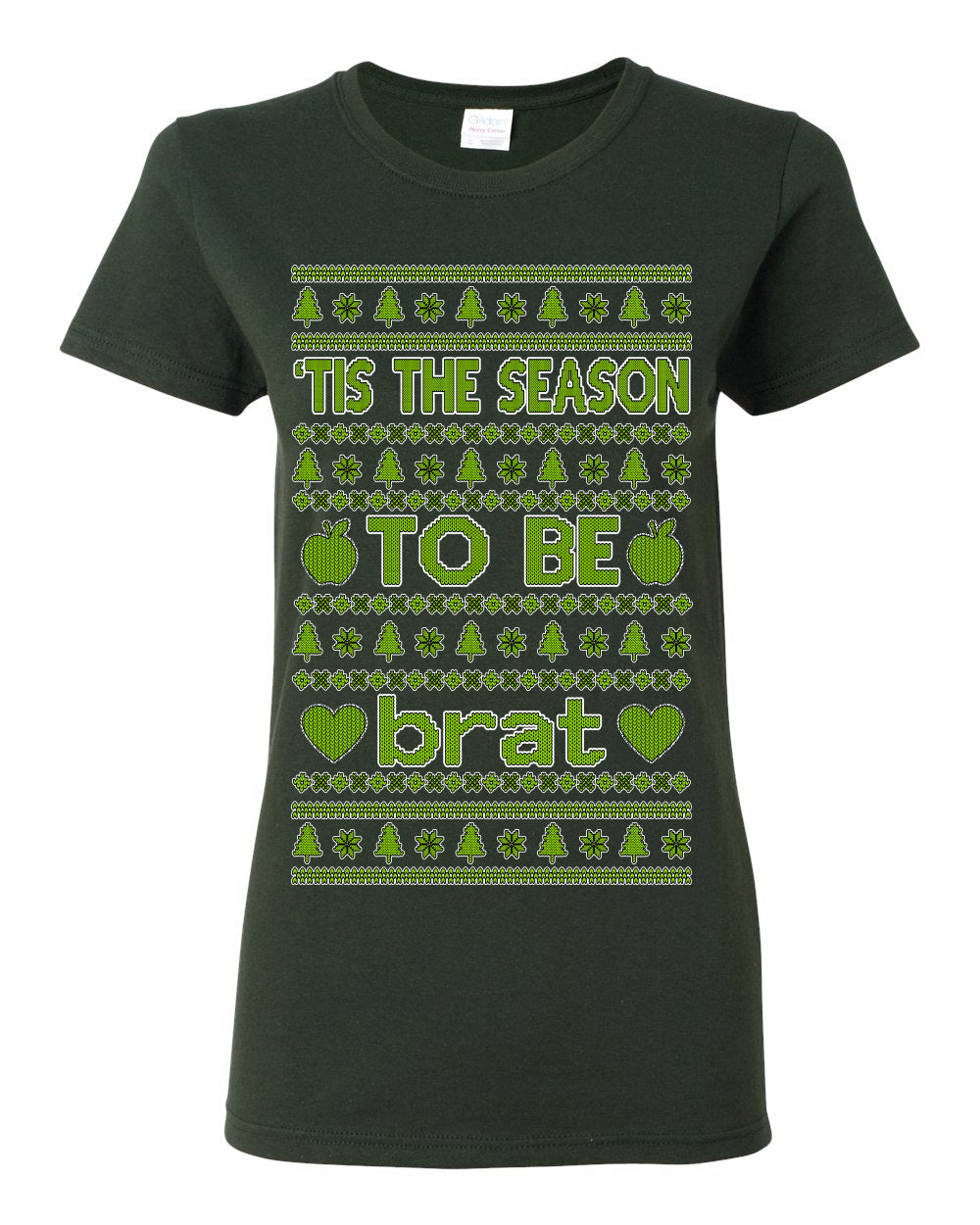 Tis the Season to Be Brat Green Text, Xmas Viral Meme Music Rave Concert Merch, Unisex Ugly Christmas Sweaters for Women Men Ugly Christmas Womens Graphic T-Shirt