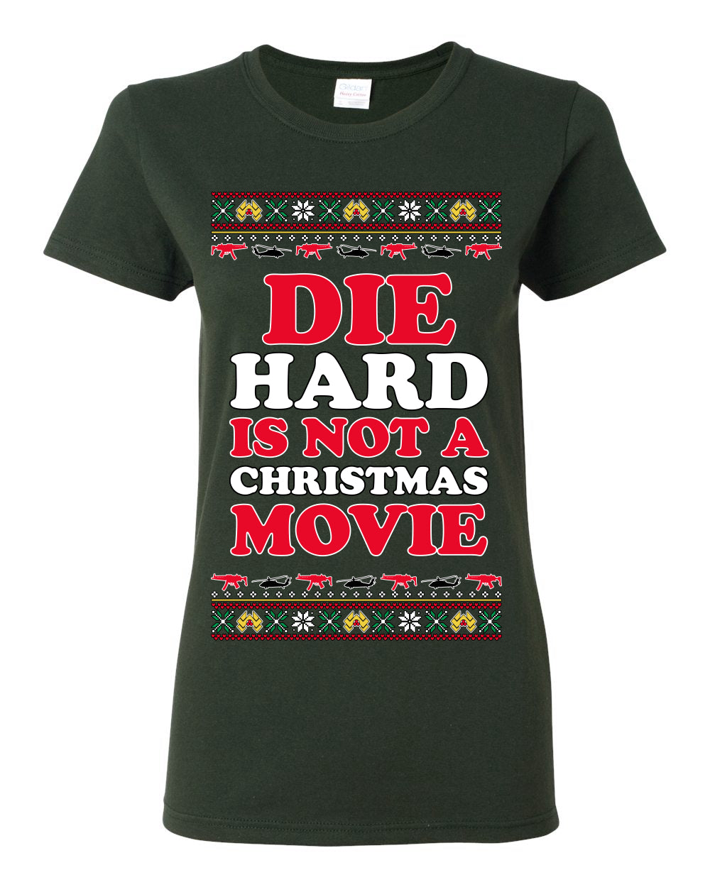 Die Hard is Not a Christmas Movie Classic, McClane Hans Nakatomi Plaza Xmas Party Holiday Movies, Ugly Christmas Sweater Crewneck Sweatshirt Ugly Christmas Womens Graphic T-Shirt