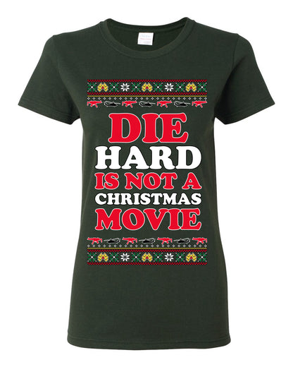Die Hard is Not a Christmas Movie Classic, McClane Hans Nakatomi Plaza Xmas Party Holiday Movies, Ugly Christmas Sweater Crewneck Sweatshirt Ugly Christmas Womens Graphic T-Shirt