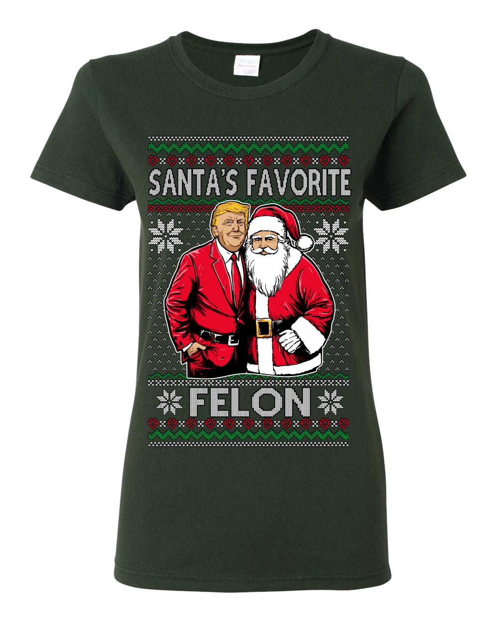 Santa's Favorite Felo,n Funny Donald Trump JD Vance 2024 MAGA Make America Great Again Xmas Santa Claus Funny Sweaters Gift Merch for Republicans, Ugly Christmas Sweater Ugly Christmas Womens Graphic T-Shirt