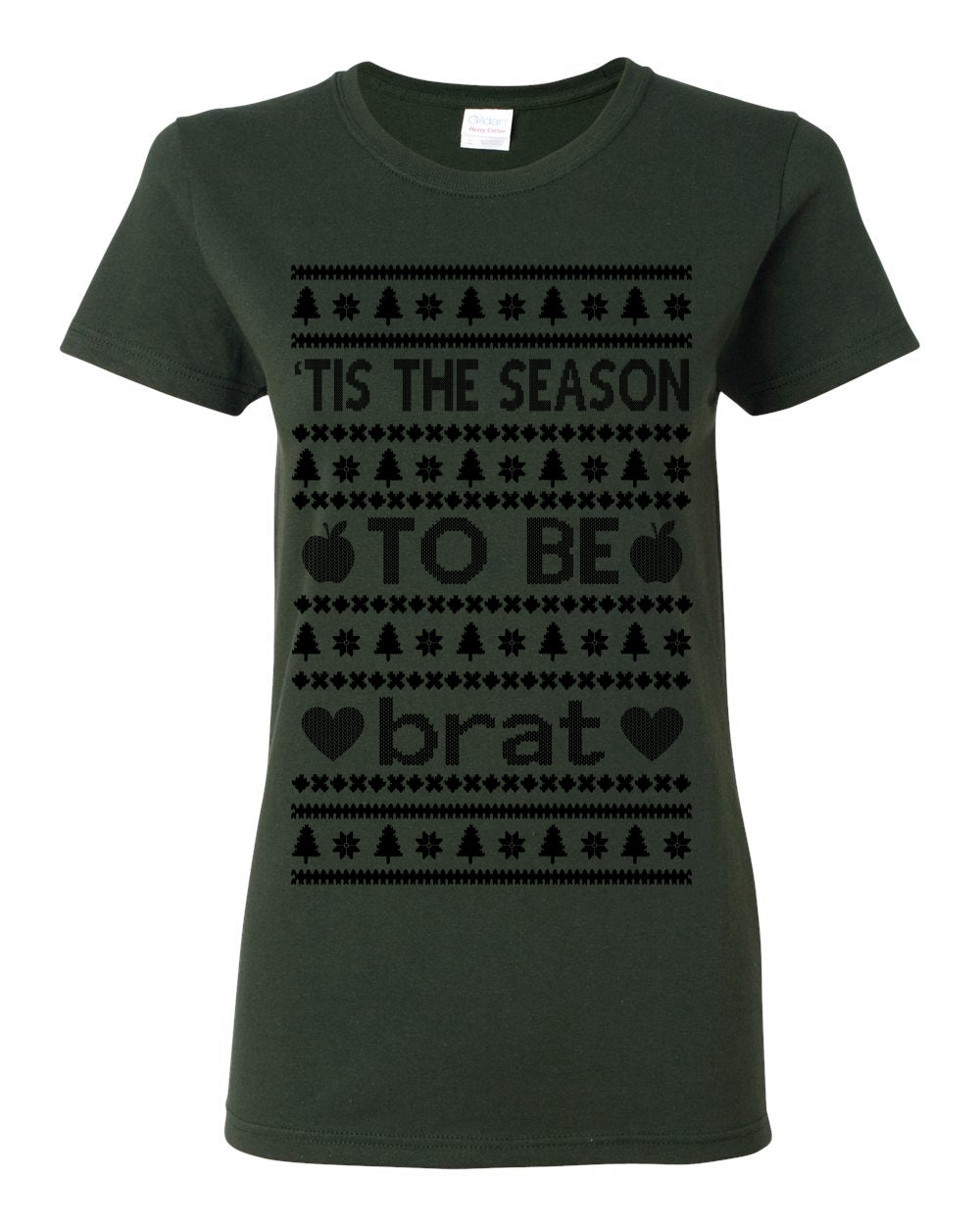 Tis the Season to Be Brat Dark Text, Xmas Viral Meme Music Rave Concert Merch, Unisex Ugly Christmas Sweaters for Women Men Ugly Christmas Womens Graphic T-Shirt