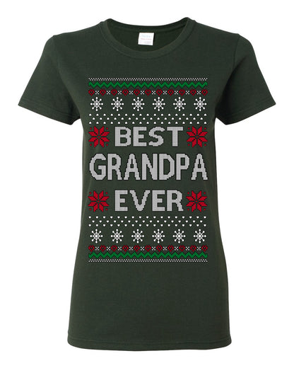 Best Grandpa Ever Classic Xmas Winter Holidays Ugly Christmas Sweater Ugly Christmas Womens Graphic T-Shirt