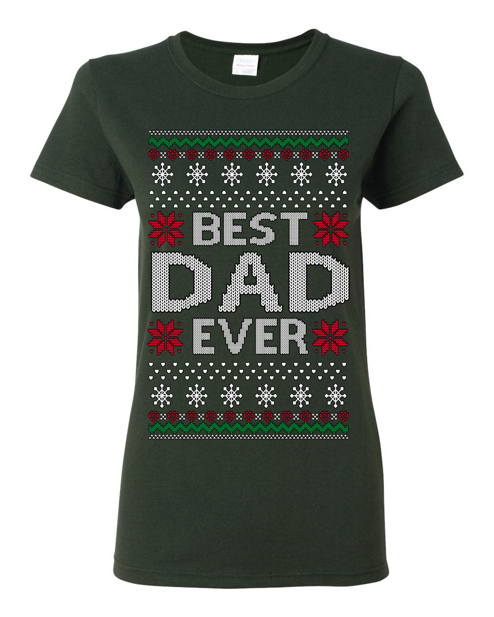 Best Dad Ever Classic Xmas Winter Holidays Ugly Christmas Sweater Ugly Christmas Womens Graphic T-Shirt