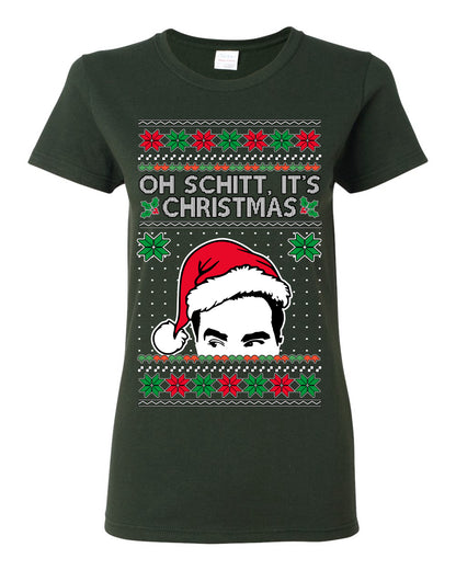 Oh Schitt It's Christmas Funny David TV Show Sitcom Ugly Christmas Sweater Ugly Christmas Womens Graphic T-Shirt