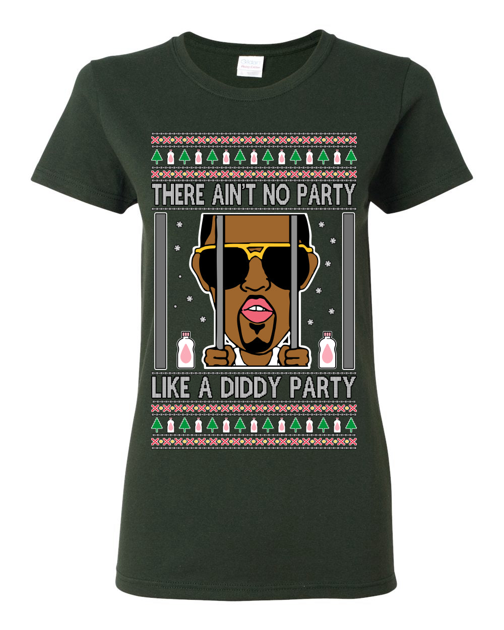 There Ain't No Party Like a Diddy Party, Viral Meme Trendy Baby Oil Crazy Parties Funny Classic Ugly Christmas Sweater Ugly Christmas Womens Graphic T-Shirt