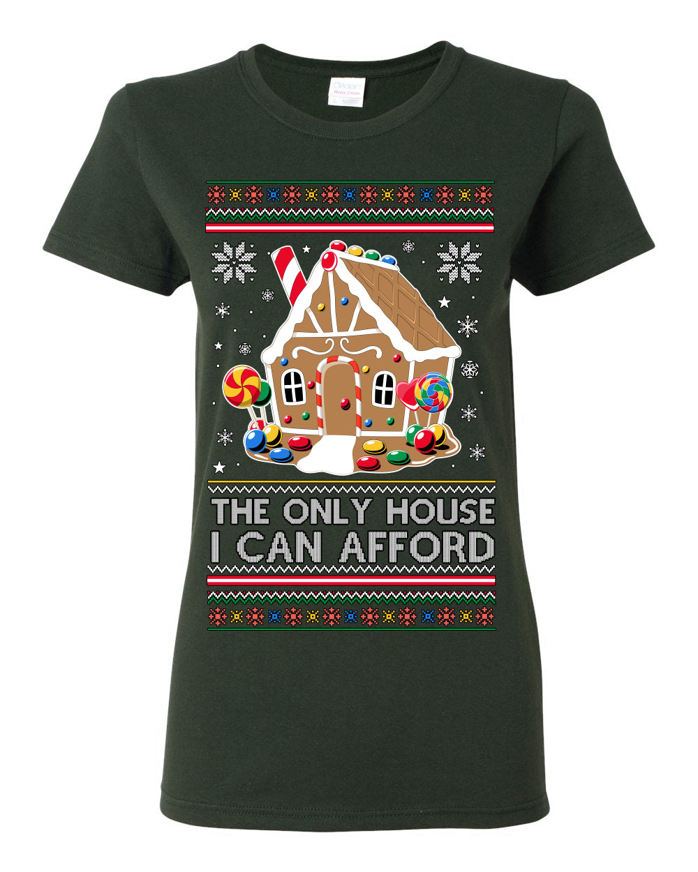 The Only House I Can Afford, Funny Viral Millennial Economy Market Retirement Meme Ugly Christmas Sweater Ugly Christmas Womens Graphic T-Shirt