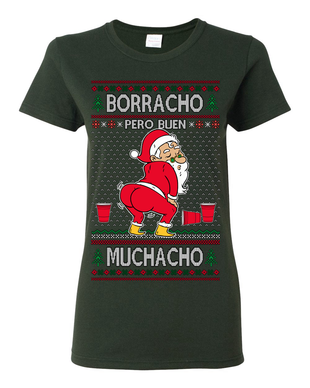 Borracho Pero Buen Muchacho Bebida Alcohol Drunk But a Good Boy, Espanol Ropa Sueter Navideno Cerveza, Funny Ugly Christmas Sweater Ugly Christmas Womens Graphic T-Shirt