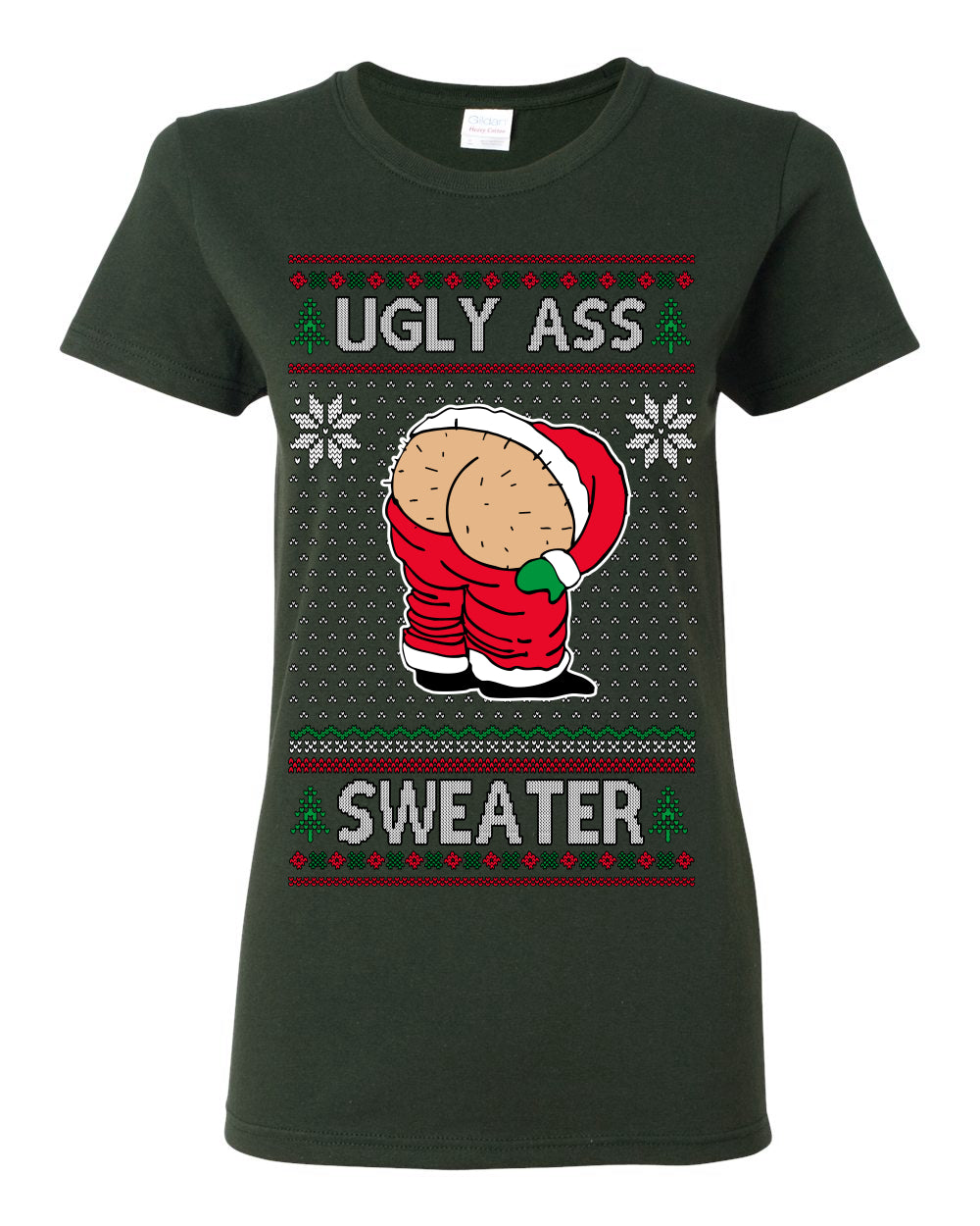 Ugly Ass Sweater Funny Santa Claus Butt Xmas Ugly Christmas Sweater Ugly Christmas Womens Graphic T-Shirt