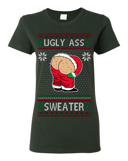 Ugly Ass Sweater Funny Santa Claus Butt Xmas Ugly Christmas Sweater Ugly Christmas Womens Graphic T-Shirt