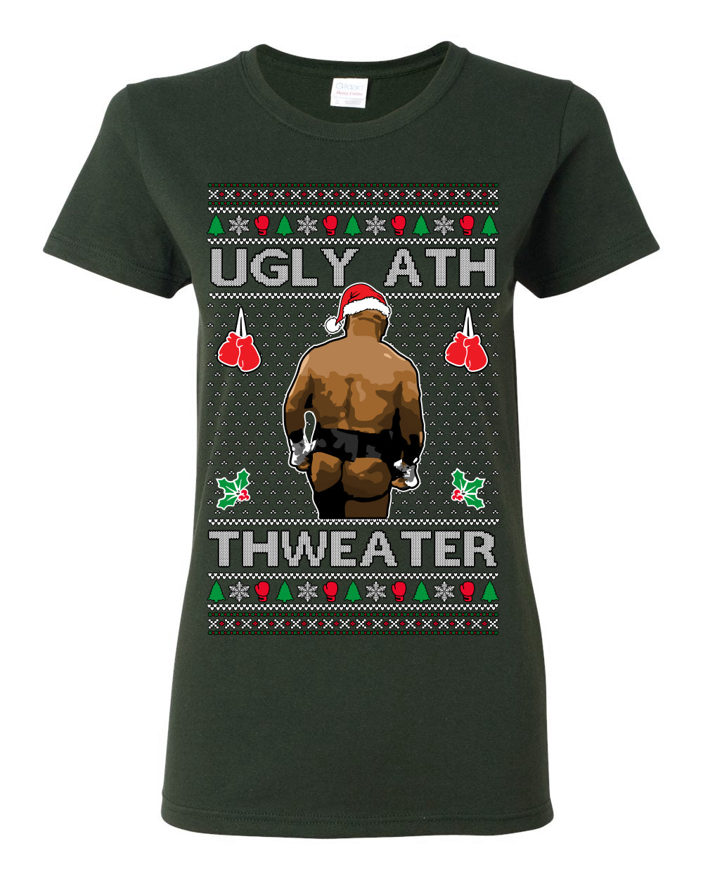Ugly Ath Sweater Merry Chrithmith, Mike Tyson Butt Viral Ugly Ass Boxing Fight Meme Men Women Funny Ugly Christmas Sweater Ugly Christmas Womens Graphic T-Shirt