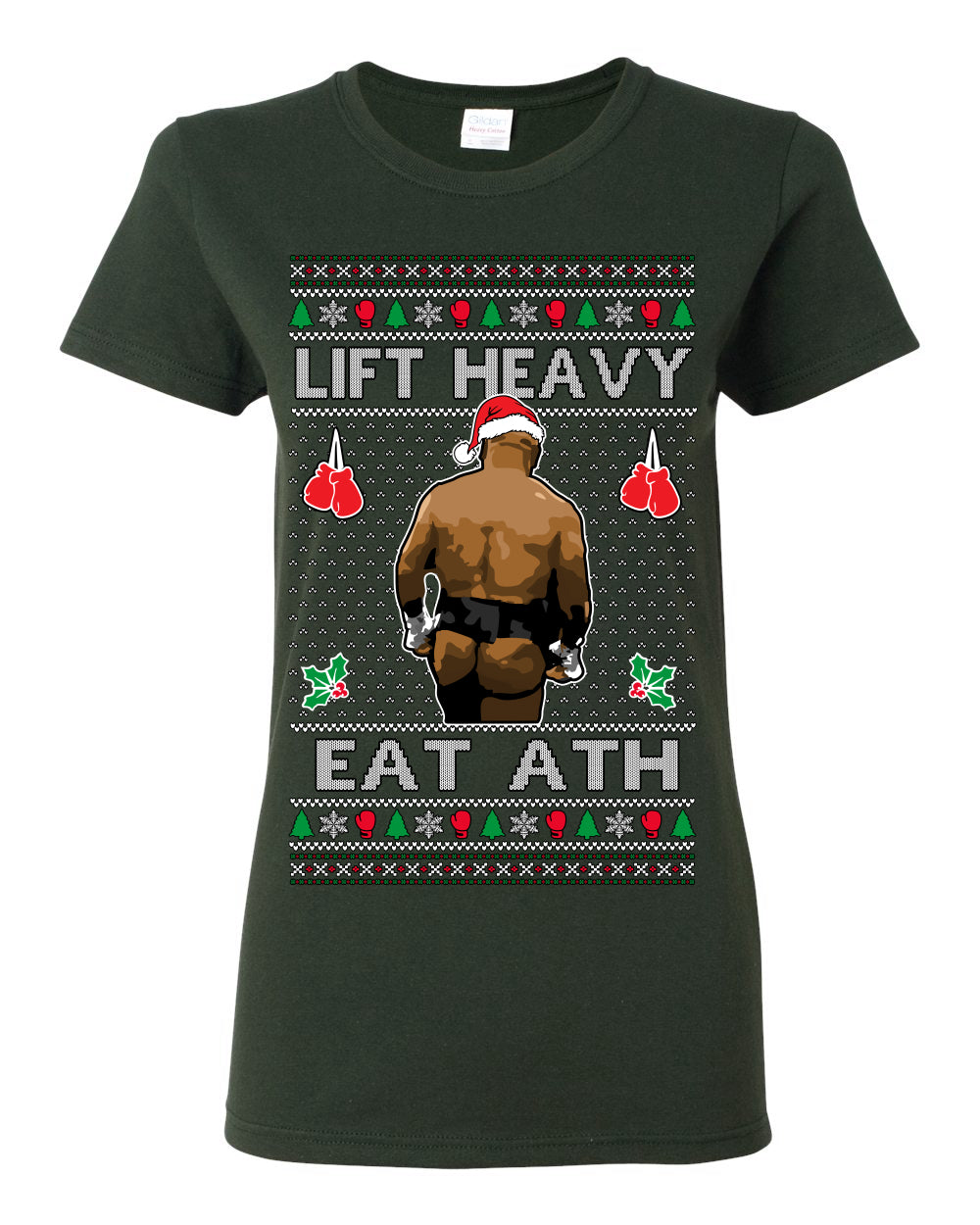 Lift Heavy Eat Ath Merry Chrithmith, Mike Tyson Butt Viral Weightlifting Lifting Boxing Fight Meme Men Women Funny Ugly Christmas Sweater Ugly Christmas Womens Graphic T-Shirt