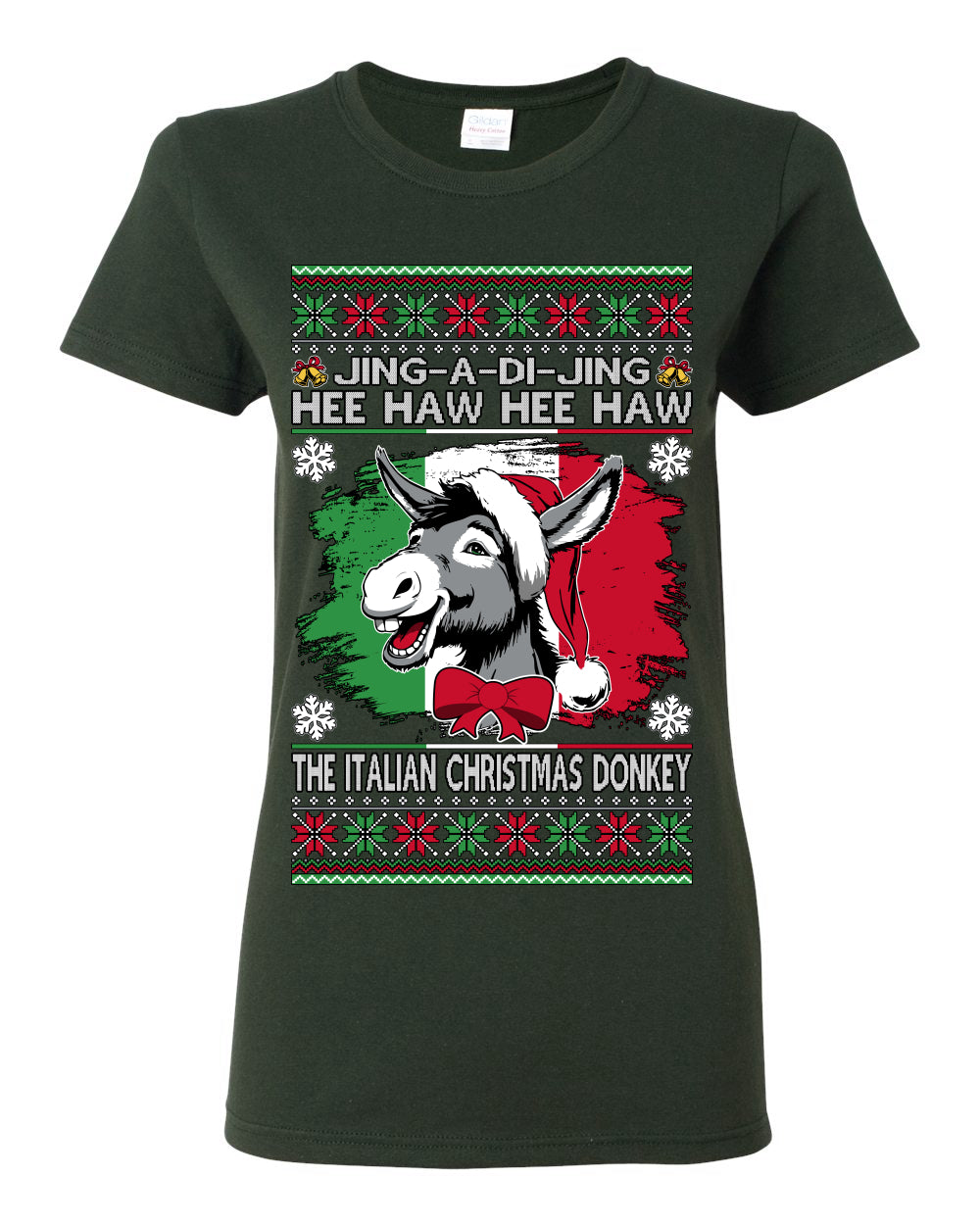 Jing a Di Jing Dominick the Italian Christmas Donkey, Classic New York Brooklyn Xmas Song Lyrics, Ugly Christmas Sweater Ugly Christmas Womens Graphic T-Shirt