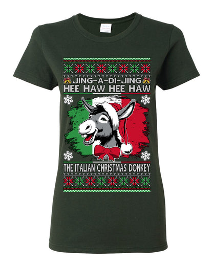 Jing a Di Jing Dominick the Italian Christmas Donkey, Classic New York Brooklyn Xmas Song Lyrics, Ugly Christmas Sweater Ugly Christmas Womens Graphic T-Shirt