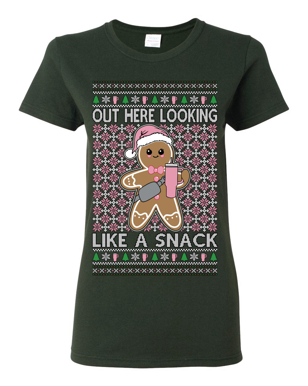 Out Here Looking Like a Snack Cute Xmas Cookie Ugly Christmas Sweater Ugly Christmas Womens Graphic T-Shirt