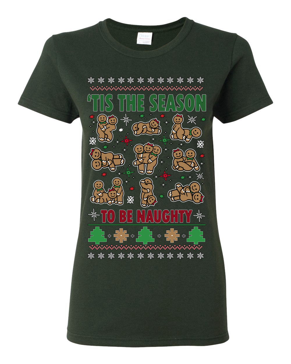Tis' The Season To Be Naughty Funny Gingerbread Cookie Unisex Ugly Crewneck Sweatshirt Ugly Christmas Womens Graphic T-Shirt