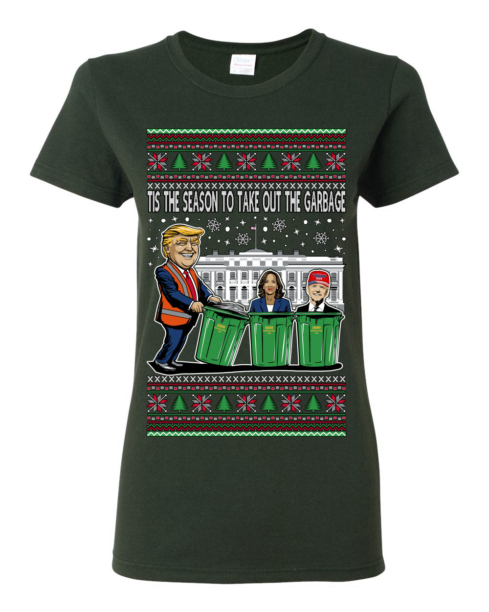 Tis the Season to Take Out the Garbage President Trump, 47th USA President of the United States, Gift for Republicans Conservatives Ugly Christmas Sweater Ugly Christmas Womens Graphic T-Shirt