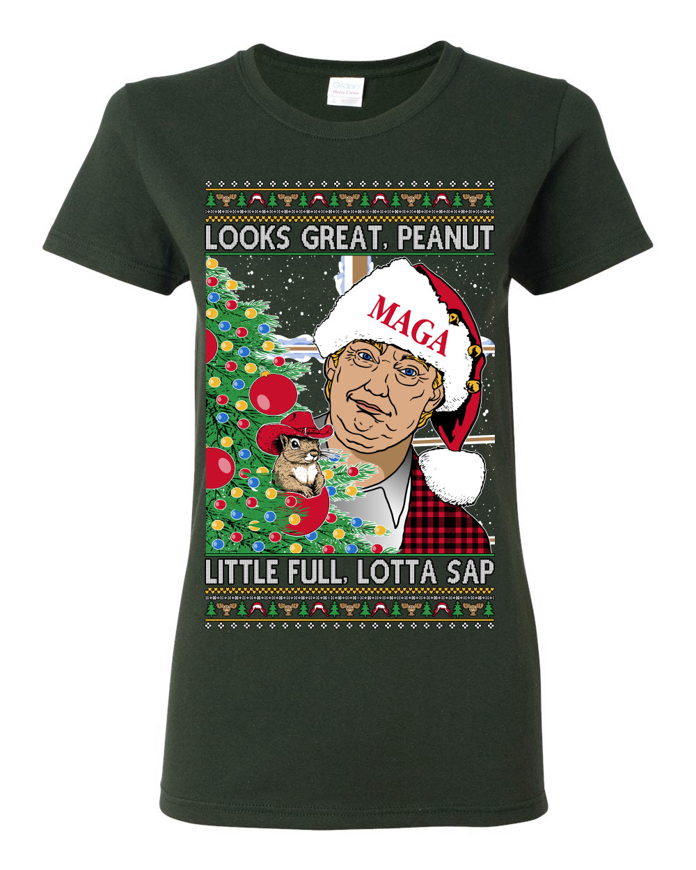 Looks Great Peanut Little Full Lotta Sap, Funny Clark Griswold Xmas Vacation Todd Margo 80s Movie Viral Animal Meme Quote Ugly Christmas Sweater Ugly Christmas Womens Graphic T-Shirt