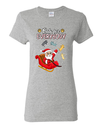 Cats for Everybody, Cute Santa Claus Santa's Sleigh Floating Space Cat  Ugly Christmas Womens Graphic T-Shirt