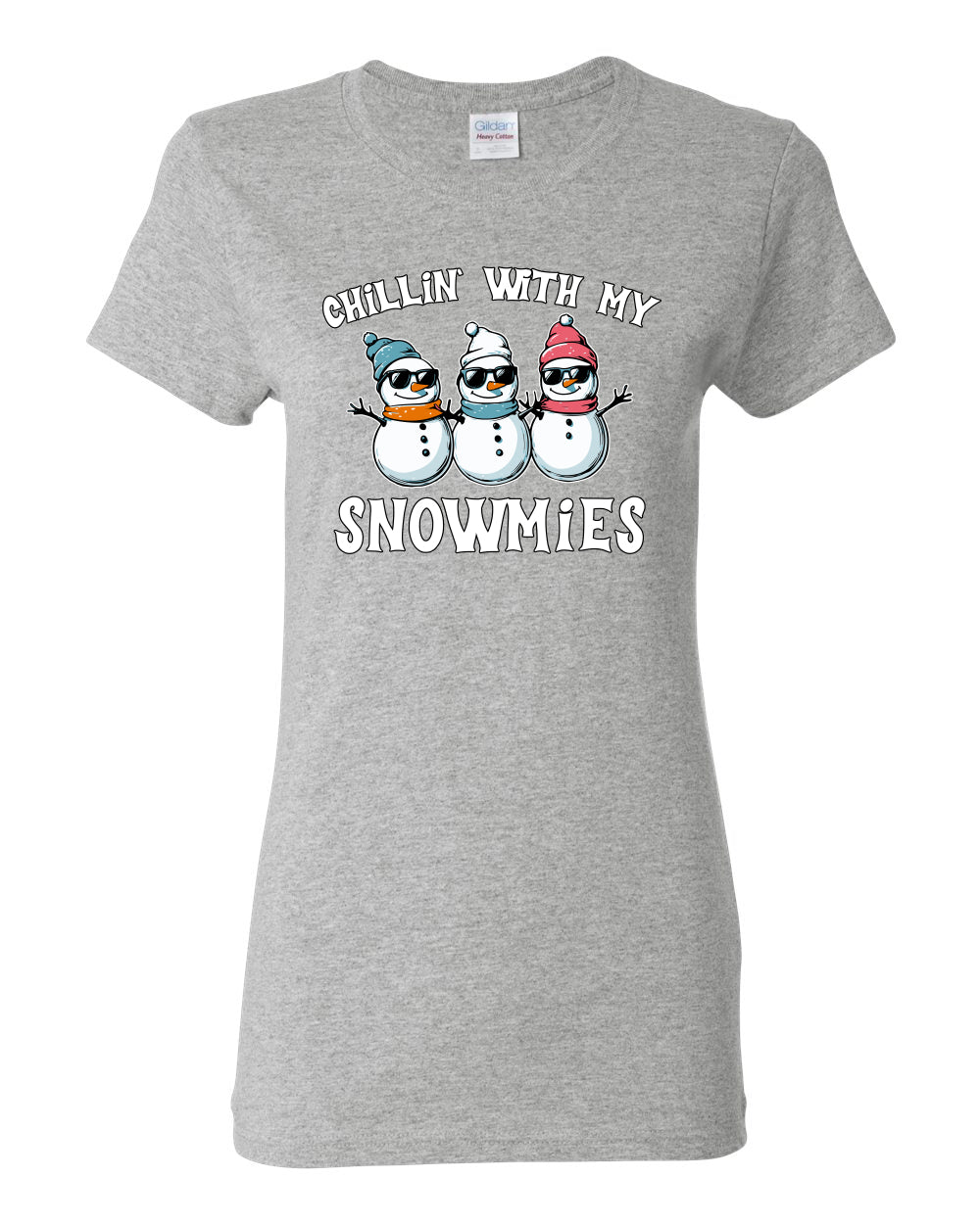 Chillin With My Snowmies, Funny Cute Snow Man Winter Holiday Snowman Homies  Ugly Christmas Womens Graphic T-Shirt