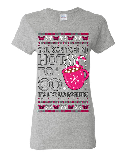 You Can Take Me Hot to Go, Hot Cocoa Viral Midwest Princess Dance Song Pop Music Merchandise Concert Tour Merch, Winter Xmas Ugly Christmas Sweater Ugly Christmas Womens Graphic T-Shirt