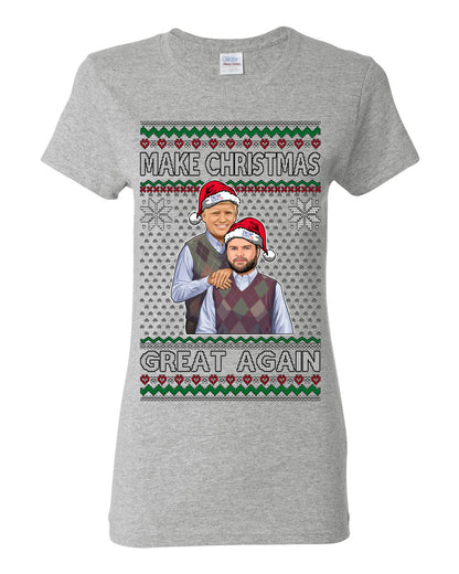 Make Christmas Great Again, MAGA Donald Trump JD Vance 2024, 2000s Comedy Movie Parody, Ugly Christmas Sweater Ugly Christmas Womens Graphic T-Shirt