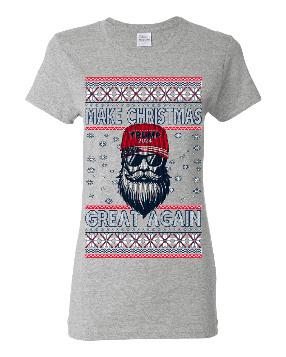 Make Christmas Great Again Trump Santa Claus 2024 MAGA,  Donald Trump JD Vance GOP Republican, Ugly Christmas Sweater Crewneck Sweatshirt Ugly Christmas Womens Graphic T-Shirt