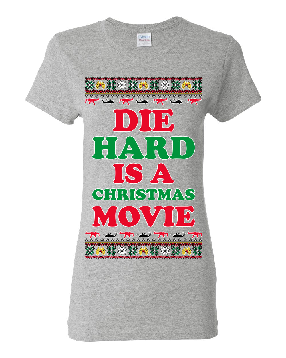 Die Hard is a Christmas Movie Classic, McClane Hans Nakatomi Plaza Xmas Party Holiday Movies, Ugly Christmas Sweater Crewneck Sweatshirt Ugly Christmas Womens Graphic T-Shirt