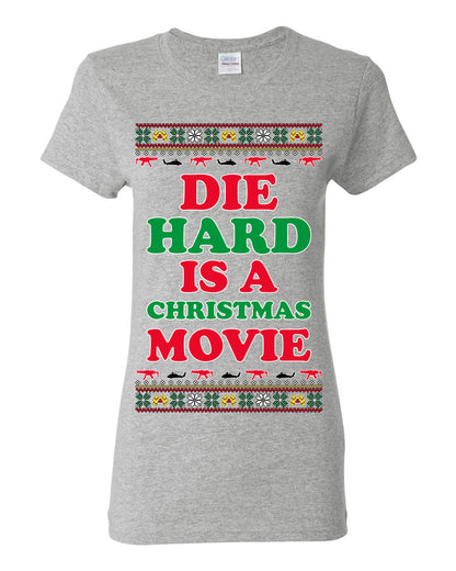 Die Hard is a Christmas Movie Classic, McClane Hans Nakatomi Plaza Xmas Party Holiday Movies, Ugly Christmas Sweater Crewneck Sweatshirt Ugly Christmas Womens Graphic T-Shirt