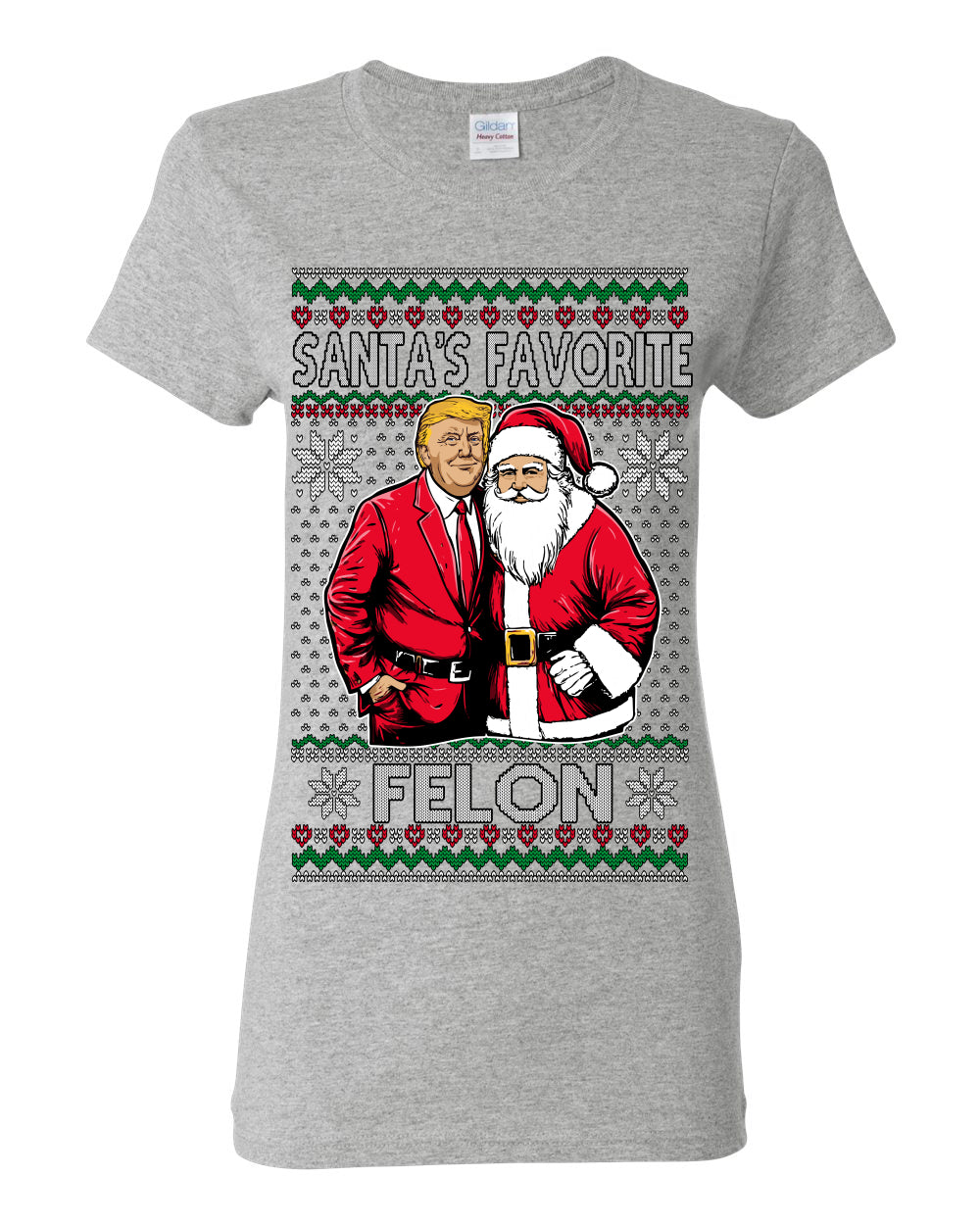 Santa's Favorite Felo,n Funny Donald Trump JD Vance 2024 MAGA Make America Great Again Xmas Santa Claus Funny Sweaters Gift Merch for Republicans, Ugly Christmas Sweater Ugly Christmas Womens Graphic T-Shirt